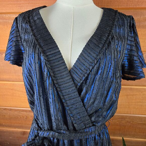 ModCloth Fairy Gunge Whimsigoth Witchy Sheer Metallic Pleated Wrap Maxi Dress M - Picture 4 of 11